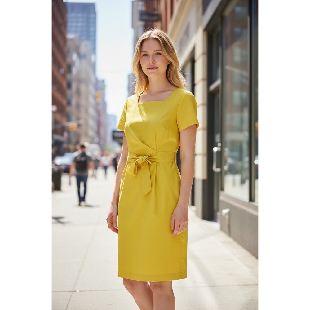Diane von Furstenberg Wrap Dress Women’s 4 Yellow Short Sleeve Side Zipper